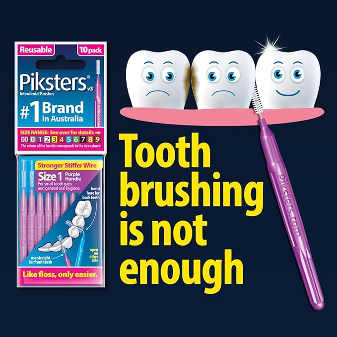 Piksters Interdental Brushes, 35 pk, Size 3, Interdental Tooth Brush for Medium Gaps, Gum Soft Bristles for Plaque Removal, Safe for Braces