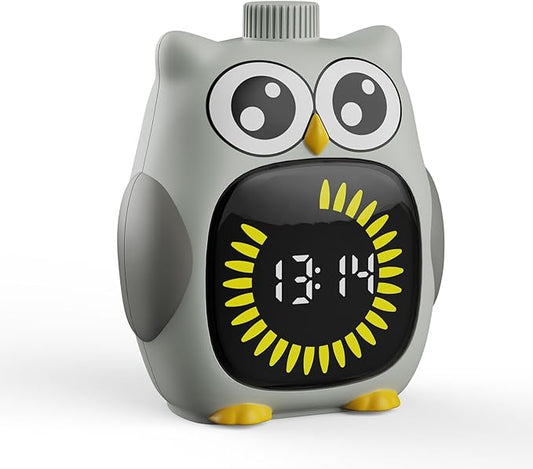 Grey Big-Eyed Owl Visual Timer for Kids,Classroom Timer, Time Out Timer,Up to 99Minutes Small Visual Timer,for Yoga,for Kitchen