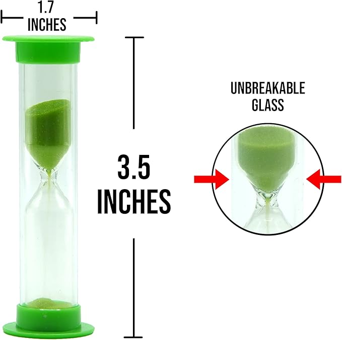 Sand Timer for Kids Set of 3 Small Colorful Hourglass Acrylic Covered Clock 1Min 2Min 5Min for Classroom, Home & Kids Room