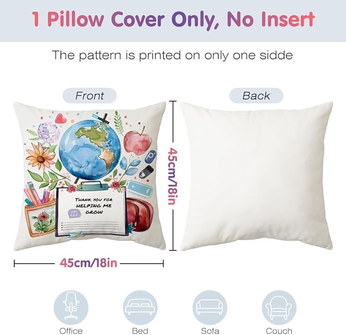 Cirzone Teacher Gifts for Women -18x18Inch Throw Pillow Cover Funny Best Teacher Gifts with Gift Box Perfect Birthday Teacher Thanksgiving Gifts for Home Sofa Decor