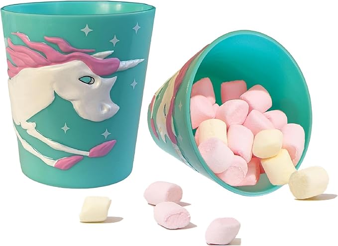 Lily's Home 3D Unicorn Tumbler for Kids, Fun Novelty Reusable Toddler and Kids Cup, Bathroom Rinse Cup, BPA-Free Plastic, Ideal for Kids 3-6, Unbreakable and Shutterproof.(2, Unicorn) 10 Ounce
