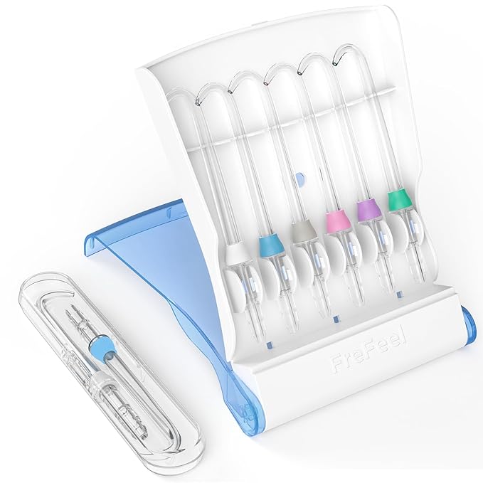 Replacement Heads for Waterpik, Replacement Picks for Water Pik Water Flosser (8 Implant Denture Tips + Storage Case + Travel Case)