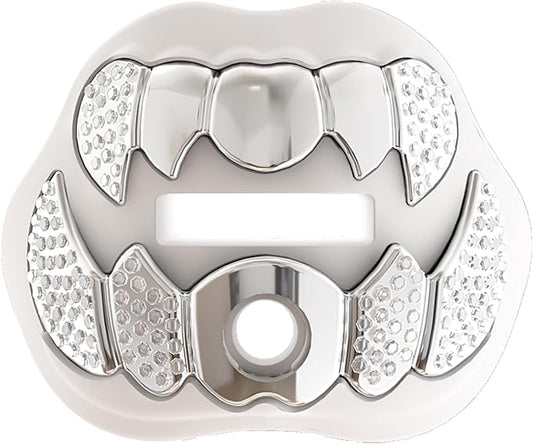 LeCool Football Mouth Guard with Connected Strap- 3D Beast Chrome Adult and Youth Mouth Guard-Mouth Piece for Sports for Maximum Air Flow and Teeth Protection
