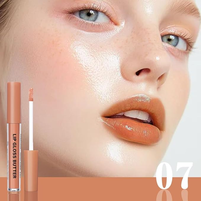 Browm Honey Butter Lip Stain Tinted Lip Gloss, Shine Moisturizing Plumper Liquid Lipstick for Women,Natural Nourishing Hydrating Lip Balm for Dry Lips,Lightweight Lip Liner Care Makeup,Vegan #7