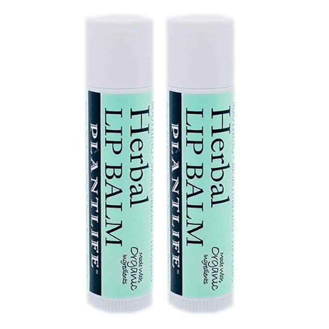 Plantlife Herbal Lip Balm 2 Pack - Organic Made with Beeswax, Calendula & Chamomile - Soothing Balm for Chapped Lips - Moisturize Lips & Works on Minor Cuts - Made in California