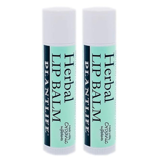 Plantlife Herbal Lip Balm 2 Pack - Organic Made with Beeswax, Calendula & Chamomile - Soothing Balm for Chapped Lips - Moisturize Lips & Works on Minor Cuts - Made in California
