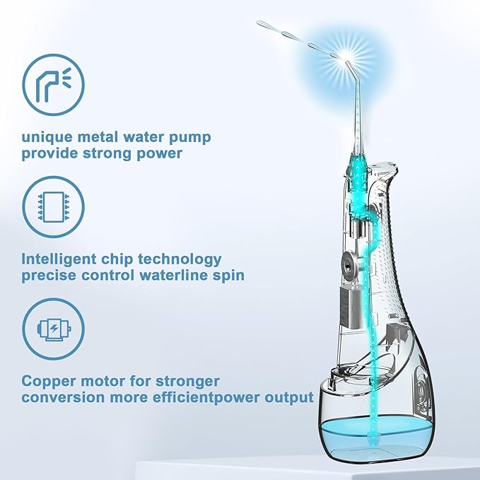 Cordless Water Dental Flosser Teeth Pick Portable Rechargeable Flossers Oral Irrigator with 4 Modes,IPX7 Waterproof Floss for Deep Cleaning and Gum Care,Ideal for Home Use, Daily Shower, and Travel