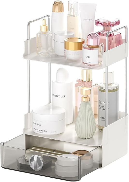 Mini Skincare Organizers,2-Tier Drawer Bathroom Organizer Countertop,Small-Sized Cosmetic Storage Rack Suitable for Delicate Girls,Organizer Shelf for Vanity Storage,Multi-Purpose Makeup Organizer