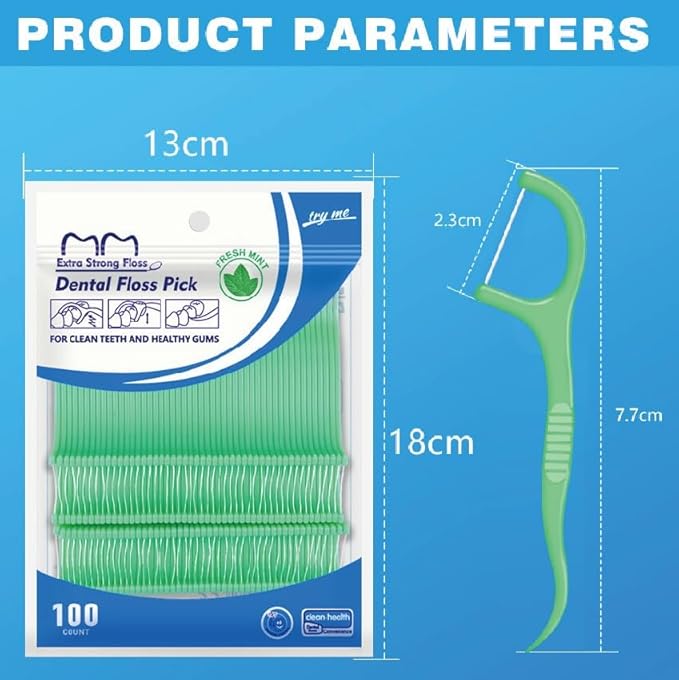 Fruit Flavored Floss，toothpicks，Cleaning Teeth，Ultra-fine Dental Floss Stick, Fight Tooth Decay and Keep Your Teeth Clean，Teeth Cleaning Tool (200 Pieces (Bagged/Single line), Mint+Strawberry Flavor)