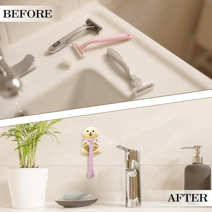 Cute Dog Razor Holder Shower, Cute Gadgets Leg Razor Holder, Relaxing Shower Accessories, Funny Animals Bathroom Decor for Women Mom Sister Friend Wife Girlfriend, Funny Dog Gifts for girlfriend