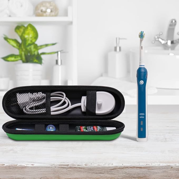 Nincha EVA Electric Toothbrush Case - Durable Hard Shell Travel Case with Mesh Pocket - Fits Most Powered Toothbrush Products (Green)