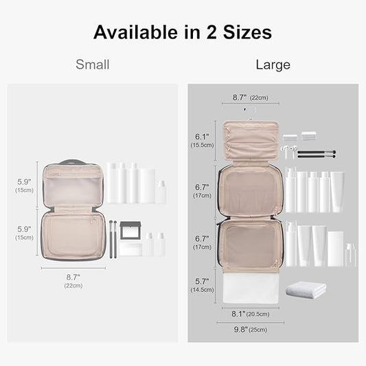 LEVEL8 Travel Toiletry Bag for Women Men, Travel Organizer Water Repellent, Makeup Organizer with Hang Hook for Travel Accessories, Large/Black