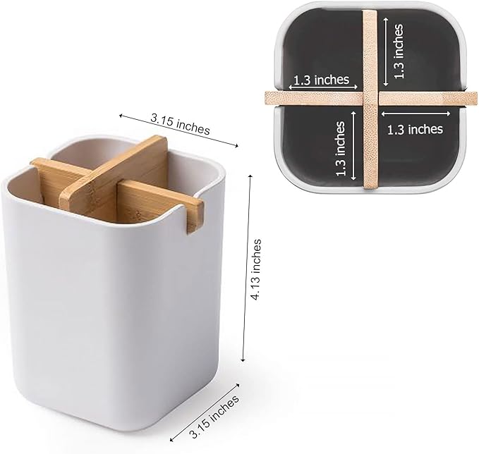 Aoheuo Bamboo-Toothbrush Holders-Multifunctional-Electric Toothbrush-Storage Box-Natural Tough-Toothpaste-Holder Suitable for Bathroom Countertops, Sink, etc.