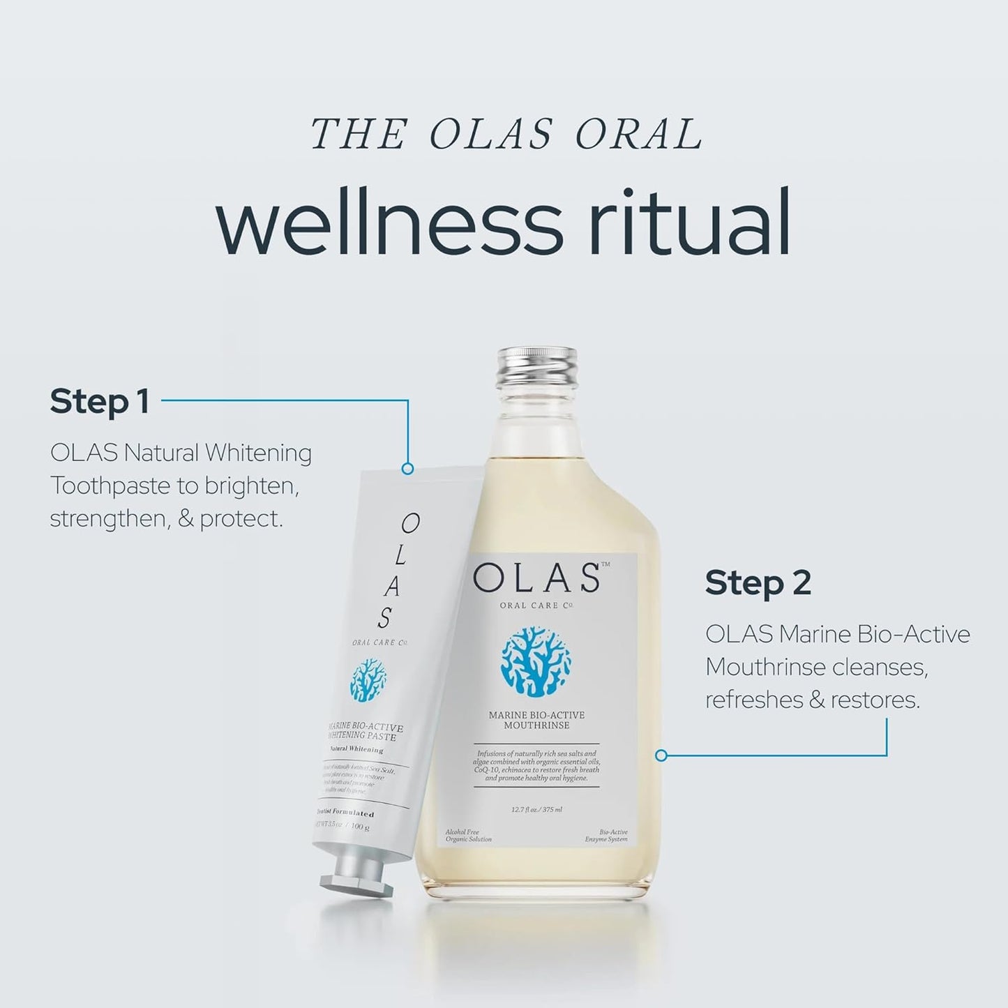 OLAS Marine Bio-Active Toothpaste - Whitening, Fluoride Free Toothpaste - Promote a Healthy Oral Microbiome & Natural Fresh Breath - SLS Free & Dentist Formulated Xylitol Toothpaste (3.5oz)