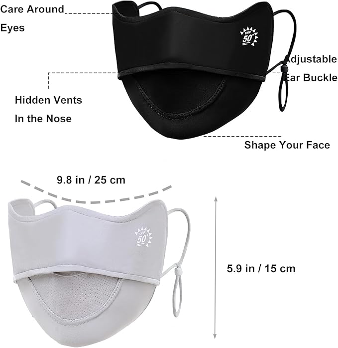 2Pcs UV Face Mask, Sun Masks for Women, Cooling Breathable Face Cover for Outdoors, Washable Reusable