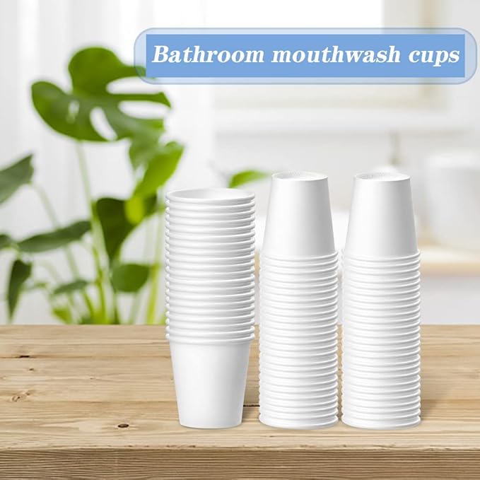 100 Pack 3 oz White Paper Cups, Bathroom Cups Disposable,Moushwash Cup Small Snack Cup for Water, Juice, Candy Ideal for Party Bathroom and Office
