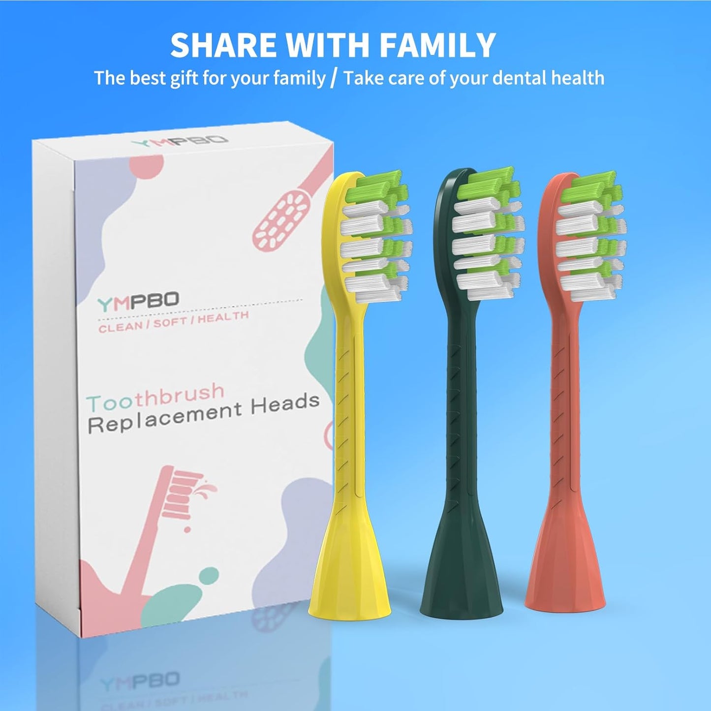 Toothbrush Replacement Heads Compatible with Philips One Series Sonicare Battery Toothbrush BH1022/02, 10 Pack Replacement Heads, Soft Bristles, Mango