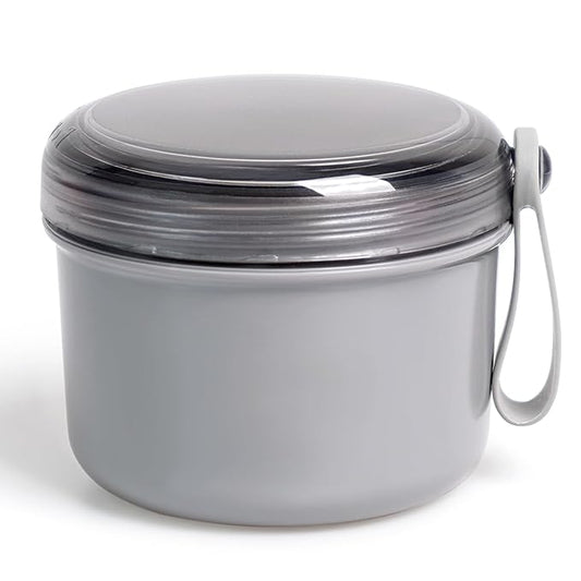 Large Denture Bath Cup No Leak Denture Case Retainer Cleaner Case Complete Cleaning Care Denture Clear and Retainer Denture Holder for Soaking (grey)