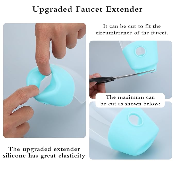 Bathtub Extender 2 Pack Silicone Faucet Extender for Kids Kitchen Sink Bathtub Spout Baby Bathroom Faucet Extenders for Kids Hand Washing Faucets Extenders Fit for Most Faucets