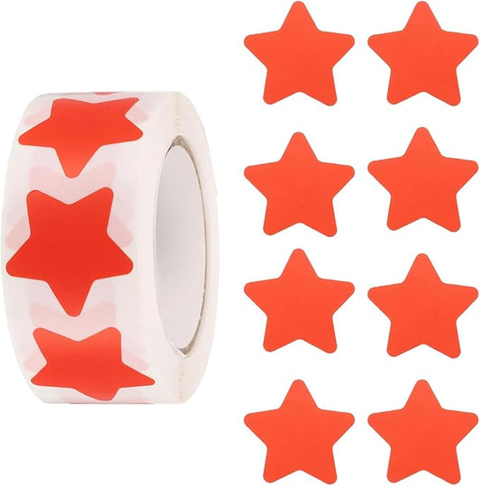 PATIKIL Star Stickers Roll 1 Inch(25mm), 500pcs Reusable Self-Adhesive Star Labels for Reward Behavior Chart Teachers Business Decorating Wedding DIY Crafts, Red