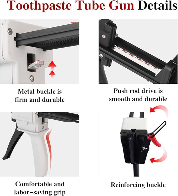 2025 New Toothpaste Tube Gun,Toothpaste Tube Glue Gun Squeezing Machine,Silicone Caulk Guns,Toothpastes Guns Dispenser,for DIY Projects,Caulking Sealant,Silicone Glue(White)