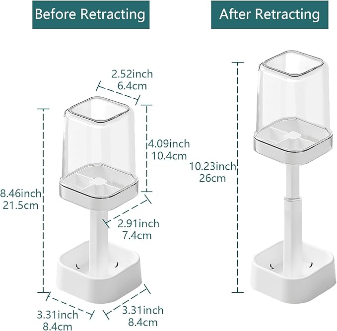 Toothbrush Holder with Cup/Cover, 3 Slots Toothpaste Holder Stand for Bathroom Countertop Plastic Storage Organizer for Toothbrushes, Electric Toothbrushes (White)