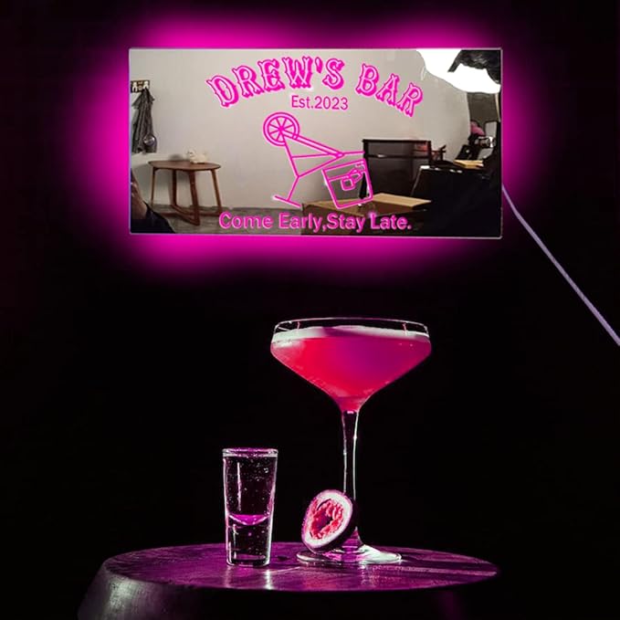 Custom LED Name Mirror Light - Multi Colour Lighting, Bar, Barber Shop Decor