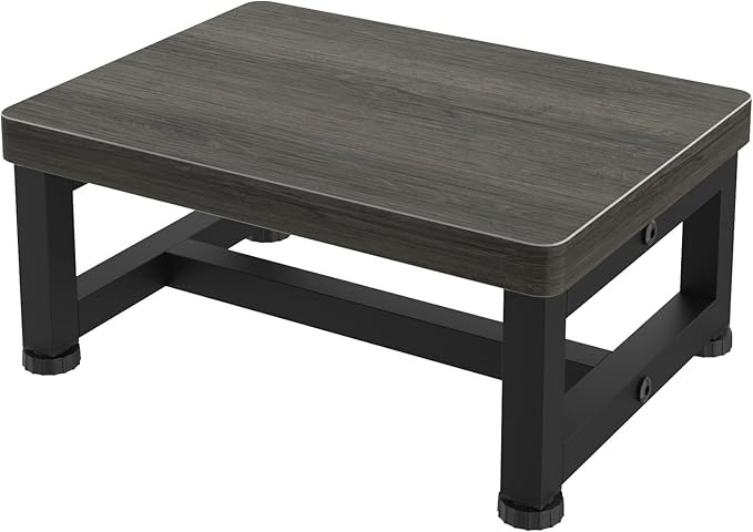 Step Stools for Adults Kids with Non-Slip Rubber Feet, Heavy Duty Wooden Stepping Stools with 500-LBS Capacity for Bedroom Kitchen Bathroom, Sturdy Bed Steps for High Beds, Easy to Assemble, Gray