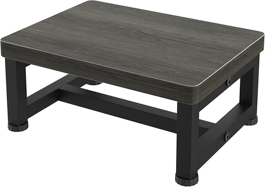 Step Stools for Adults Kids with Non-Slip Rubber Feet, Heavy Duty Wooden Stepping Stools with 500-LBS Capacity for Bedroom Kitchen Bathroom, Sturdy Bed Steps for High Beds, Easy to Assemble, Gray