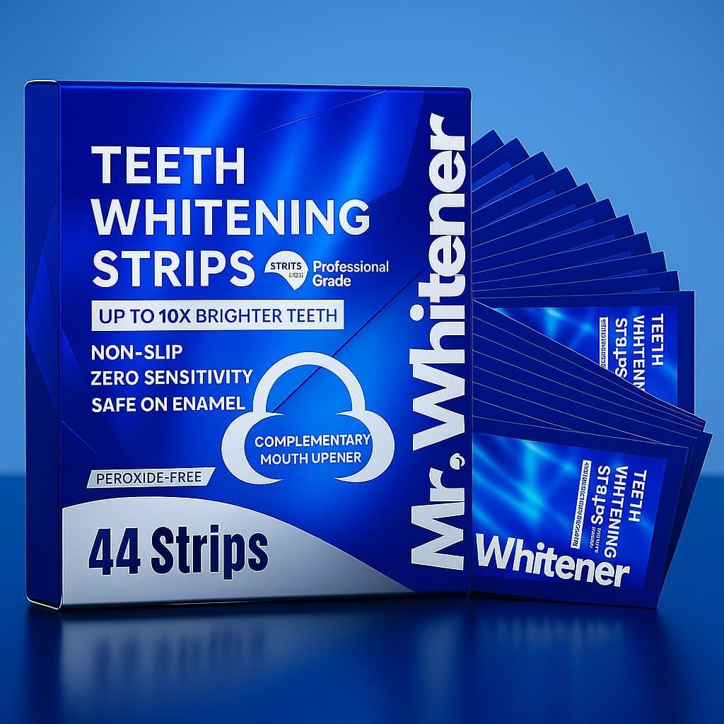 Teeth Whitening Strips, Professional Tooth Whitening Kits: 44 Strips 22 Packs Teeth Whitening Strips, Dentist-Approved, Peroxide-Free, Enamel Safe, Sensitivity Free Formula