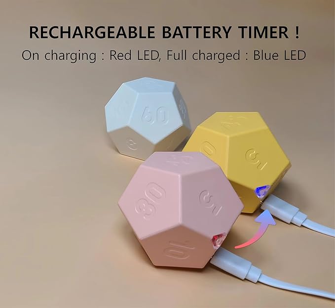 Cube Pomodoro Timer, Rechargeable Small Cute, Timer for Kids and Classroom, Kitchen, Cooking, Workout & Study Countdown, Time Management Tool (Rose Pink)