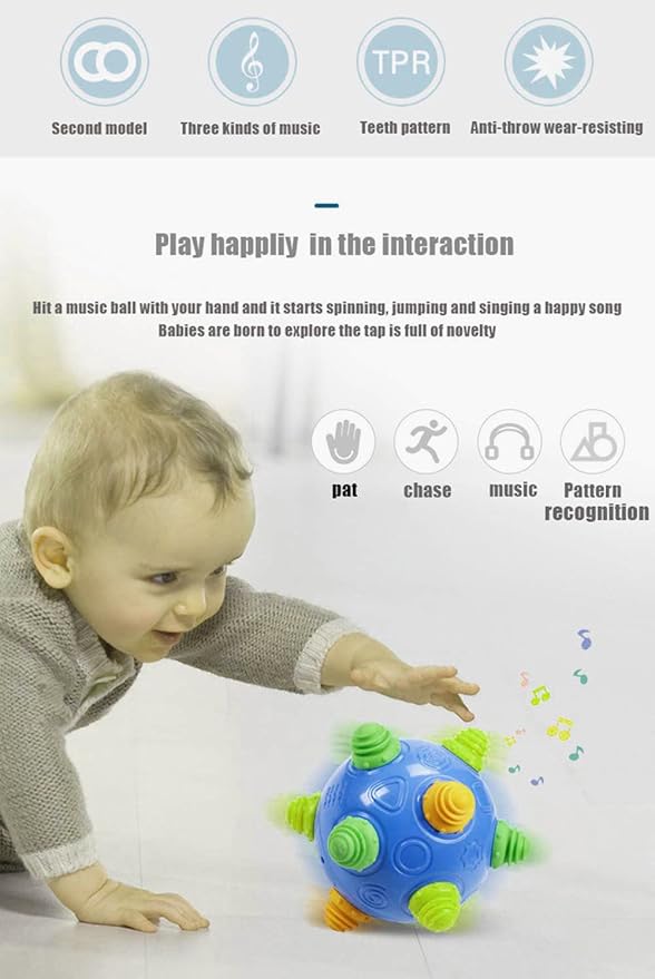 Toddler's Music Dancing Shake Ball - Move, Crawl, Bounce, Sensory Learning for Kids and Babies, Fun Gift for Both Boys and Girls