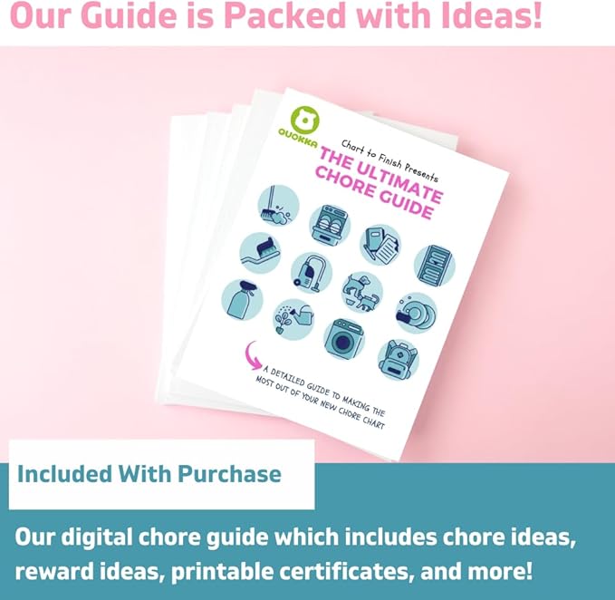 QUOKKA Reward Chart for Kids - Magnetic Behavior Chore Chart for Kids at Home - Dry and Erase Routine and Responsibility - Use 84 Magnets & 102 Stars - from Toddlers to Teens - Version 1 Extended