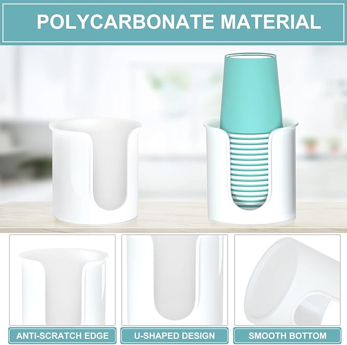 2 Pack Bathroom Cup Dispenser 3 oz Countertop - Convenient Paper Cup Holder for Mouthwash Cups - Easy to Use Cup Dispenser for Bathroom（White）