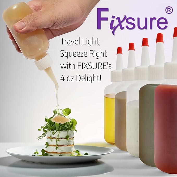 Plastic Squeeze Bottles with Red Tip Cap, 4 Oz Squirt Bottle For Ketchup, BBQ, Sauces, Syrup, Condiments, Oil, Pancake, Cookie Decorating, Dressings, Travel, Camping, Lab, Arts and Crafts (2)