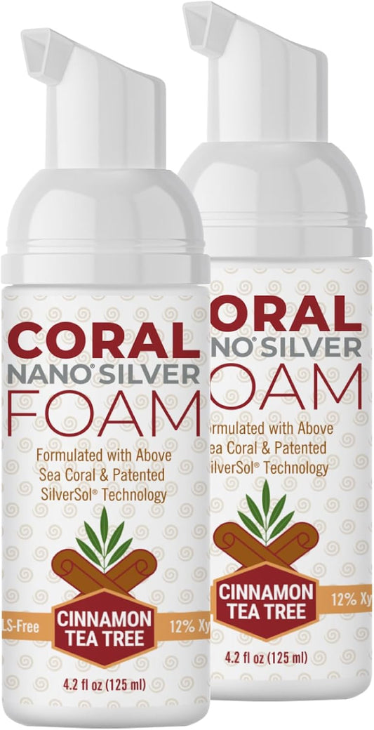 Coral Nano Silver Foaming Cinamon Tea Tree Toothpaste, Natural Fluoride Free Toothpaste, SLS and Glycerin Free - 4 Ounce