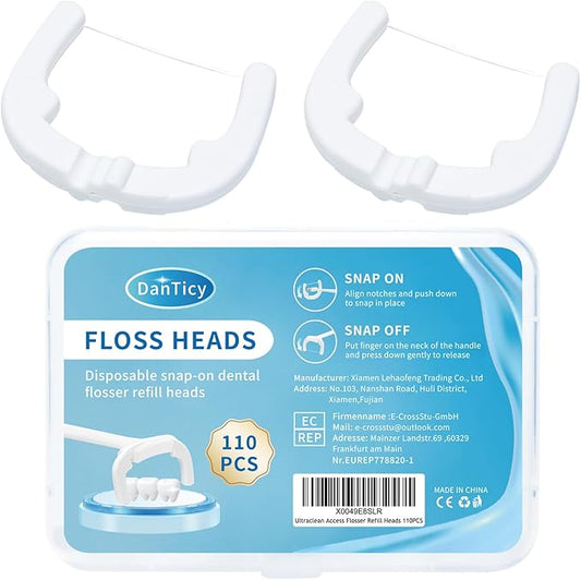 Ultraclean Access Flosser Refill Heads Snap-On Dental Flosser Refill Heads for Proper Oral Care & Hygiene 110PCS
