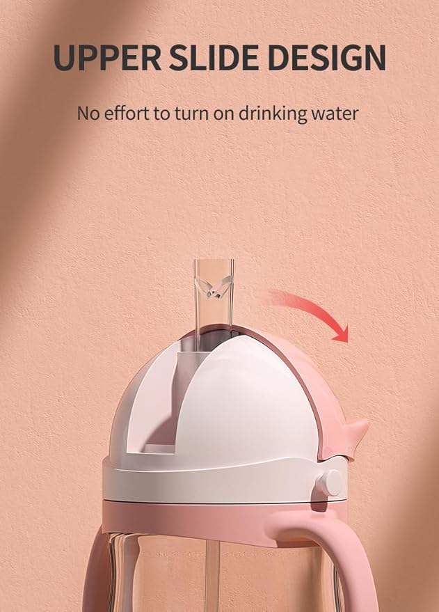 No Spill Sippy Cups, Double Sealing Leakproof Water Bottle with Weighted Straw and Non-Slip Handle for Toddler 1-3 Years, Tritan Baby Cups 12+ Months, 270ml/9oz (2Pack,Blue)