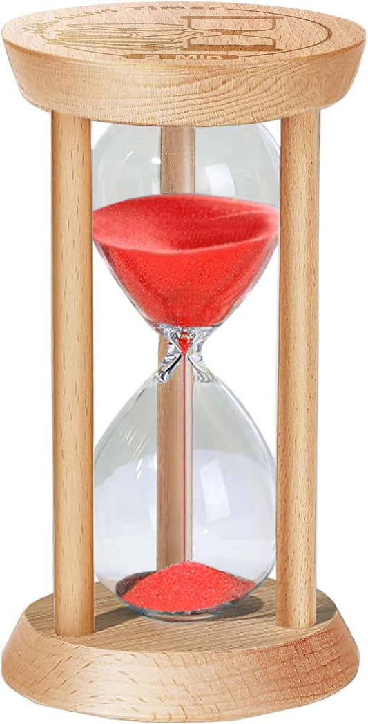 SuLiao Wooden Sand Timer 2 Minute Hourglass, Wood Red Sand Clock, Small Watch 2 Min Timer, Hour Glass Sandglass for Home, Reloj De Arena, Office, Decorative, Game, Classroom
