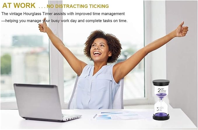 SuLiao 2 Minute Sand Timer Hourglass: Colorful Sand Clock, Purple Small Reloj De Arena Two Minutos, Plastic Hour Glass Sandglass for Kids, Game, Decorative, Kitchen, Toothbrush Timer