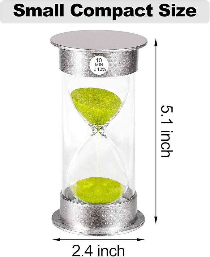 SuLiao Sand Timer 10 Minute Hourglass, Green Sand Watch 10 Min, Large SandClock Ten Minute, Colorful Plastic Hour Glass Sandglass for Kids, Games, Classroom, Kitchen, Decor