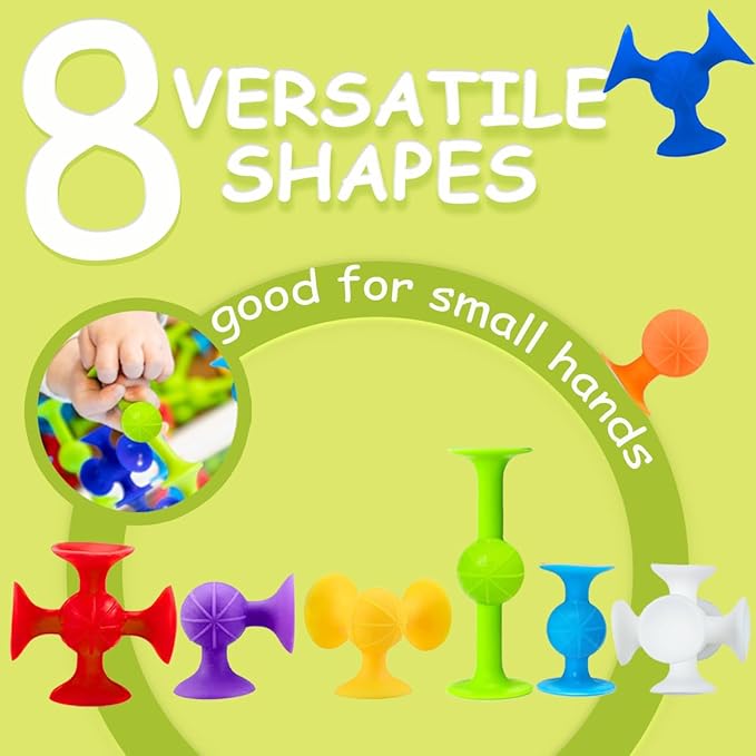 Suction Bath Toys for Baby, 24 Piece Starter Set Suction Cup Toys Preschool Sensory Fidget Toys for Toddlers 1-3 4-8 | No Hole Bath Toy | BPA Free Bath Toys (Large Size)