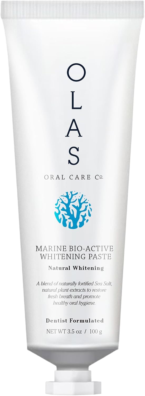 OLAS Marine Bio-Active Toothpaste - Whitening, Fluoride Free Toothpaste - Promote a Healthy Oral Microbiome & Natural Fresh Breath - SLS Free & Dentist Formulated Xylitol Toothpaste (3.5oz)
