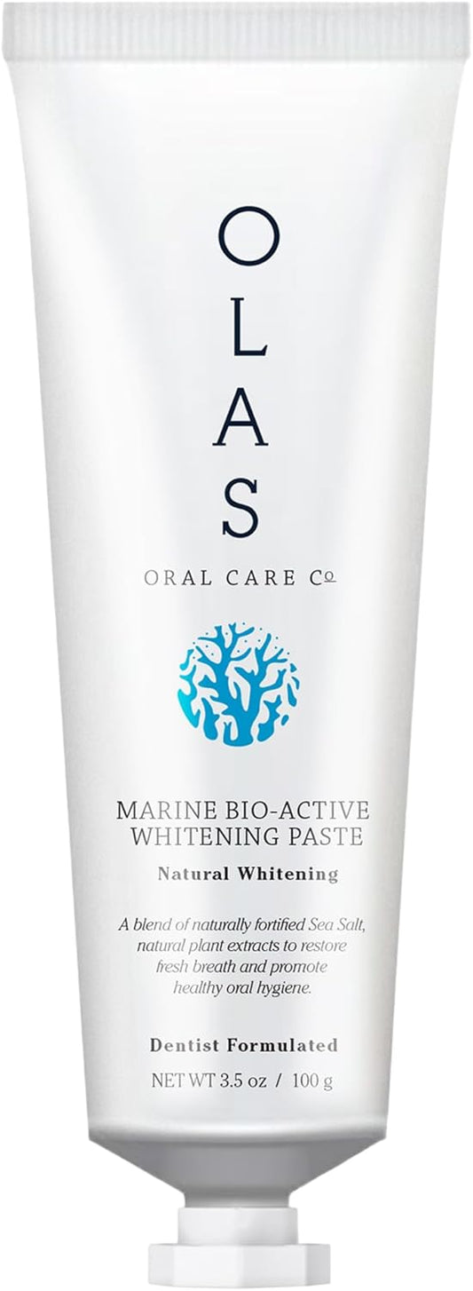 OLAS Marine Bio-Active Toothpaste - Whitening, Fluoride Free Toothpaste - Promote a Healthy Oral Microbiome & Natural Fresh Breath - SLS Free & Dentist Formulated Xylitol Toothpaste (3.5oz)