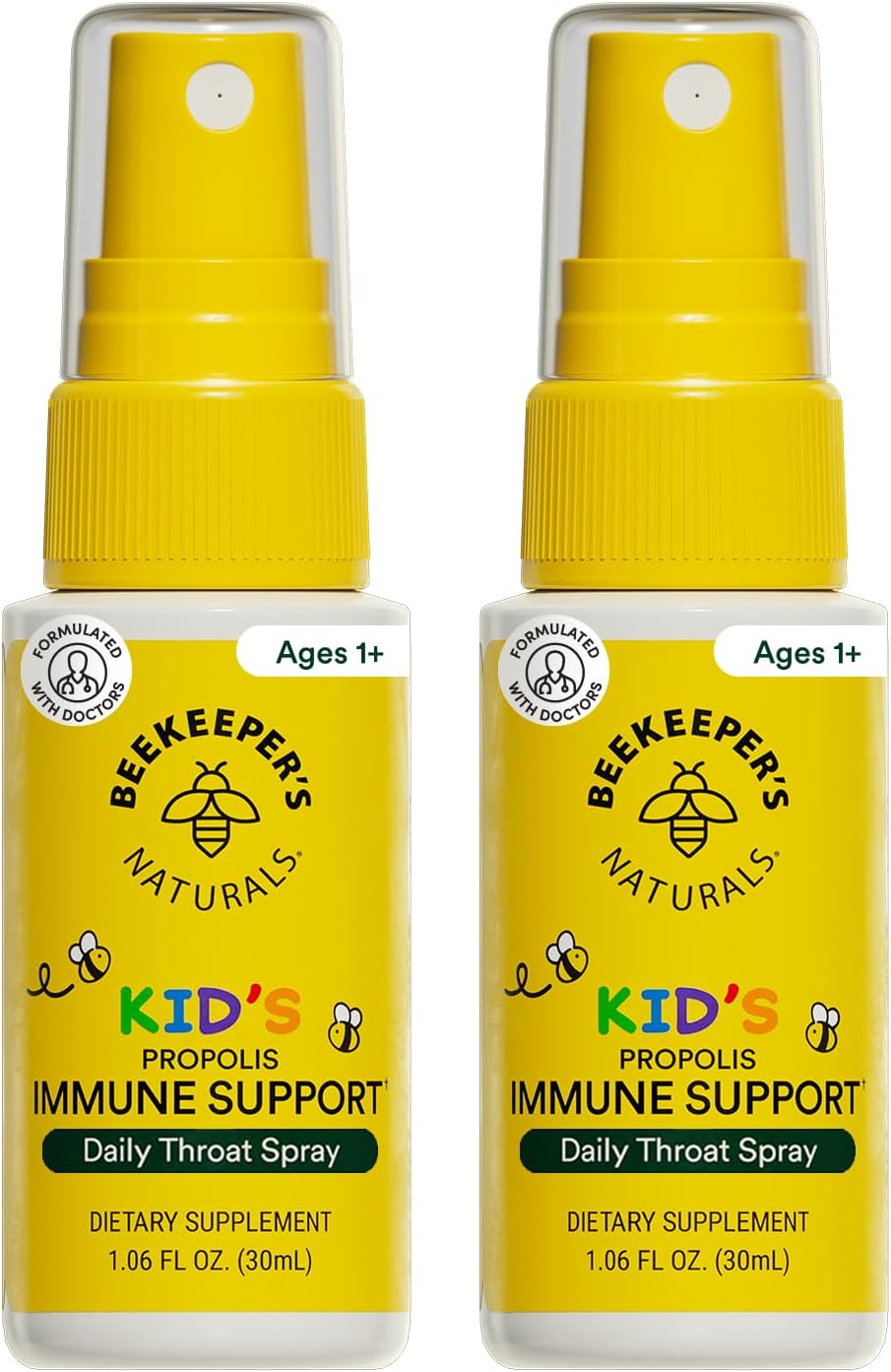 Beekeeper's Naturals Kids Propolis Throat Spray 95% Bee Propolis Extract - Natural Immune Support & Sore Throat Relief, Antioxidants & Gluten-Free, 1.06 oz (Pack of 2)