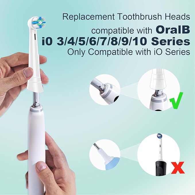 Replacement Toothbrush Heads Compatible with Oral B iO Series 2/3/4/5/6/7/8/9/10 Electric Toothbrush,Round Brush Heads for Gentle Gum Care & Deep Cleaning,White