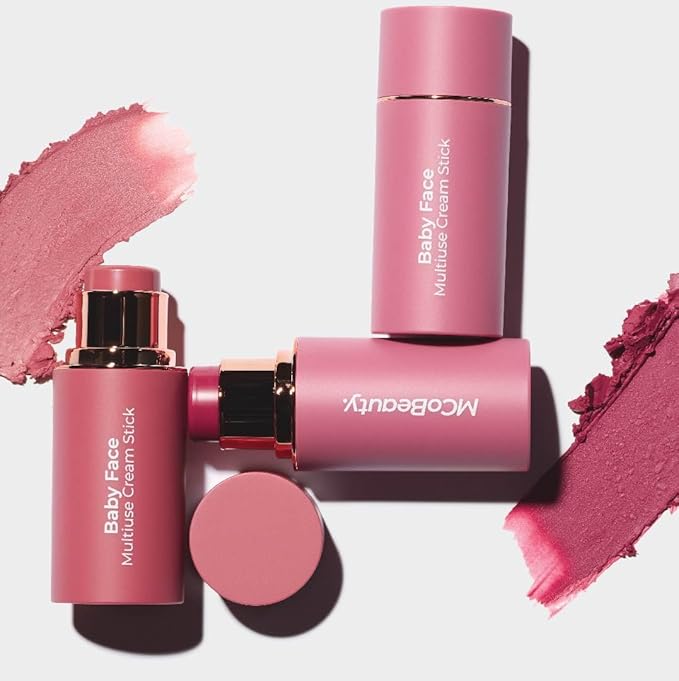 MCoBeauty - Baby Face Multiuse Cream Stick for Lips and Cheeks - Blush Stick in Pink Rose Shade - Contains Moisturising Jojoba Seed Oil, Coconut Oil and More - Peony Rose