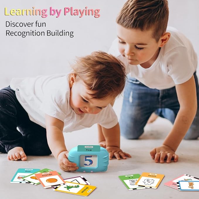 Educational Toys Talking-Flash-Cards, Christmas Birthday Gifts for Boys 1 2 3 4 5 6 Year Old, Learning Toys with 252 Sight Words, Montessori Pocket Speech for Toddlers Ages 1-6, Blue