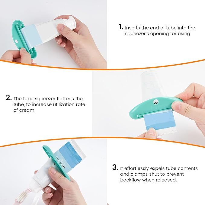 LOVEINUSA 6PCS Toothpaste Tube Squeezer Dispenser, Tooth Paste Roller Squeezer Holder for Saving Toothpaste Facial Cleanser Creams, Multicolor