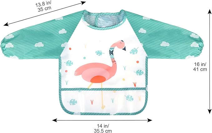 Accmor Long Sleeve Baby Bibs, Waterproof Sleeved Bibs Smock for Toddler Baby Girls Boys Eating Feeding